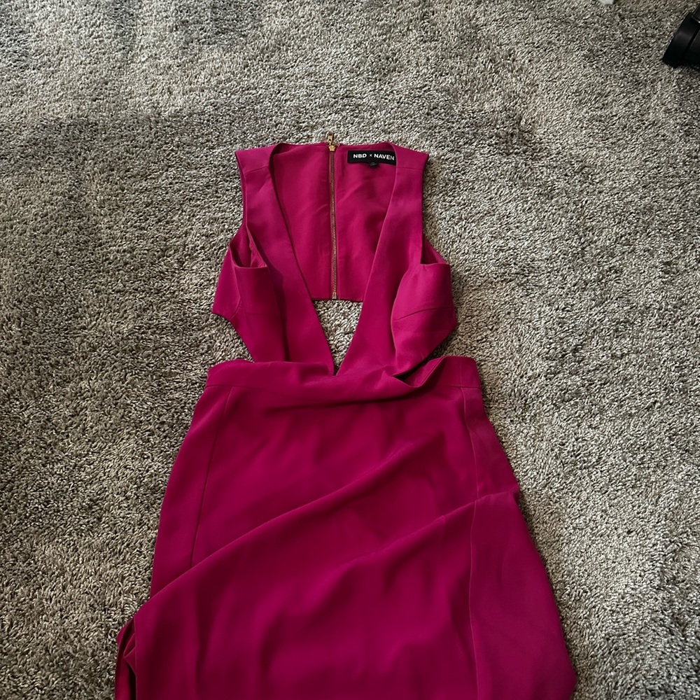 NBD Pink Bodycon Dress with Plunge Neckline